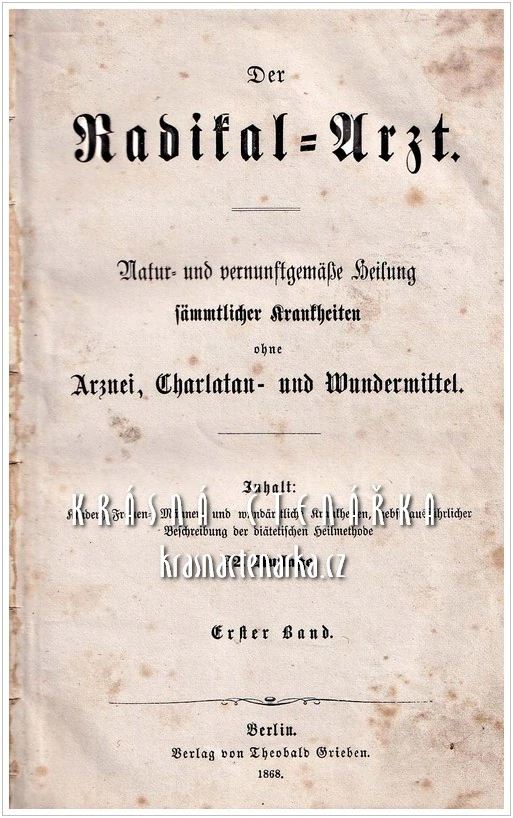 DER RADIKAL ARZT (Gerke Clemens), vydáno 1866