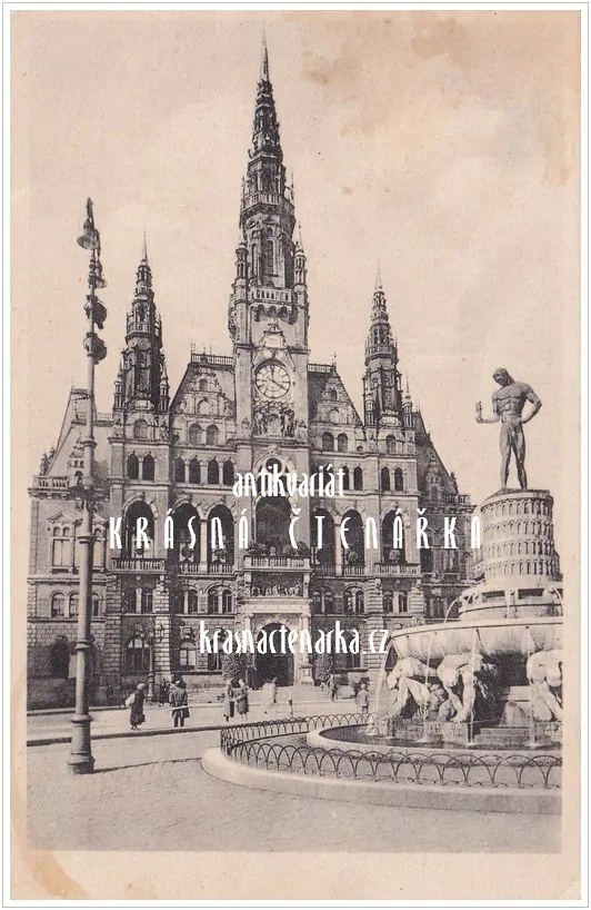 LIBEREC, Radnice, náměstí a také Metznerova kašna (Nakladatelství Gottfried Wurbs)