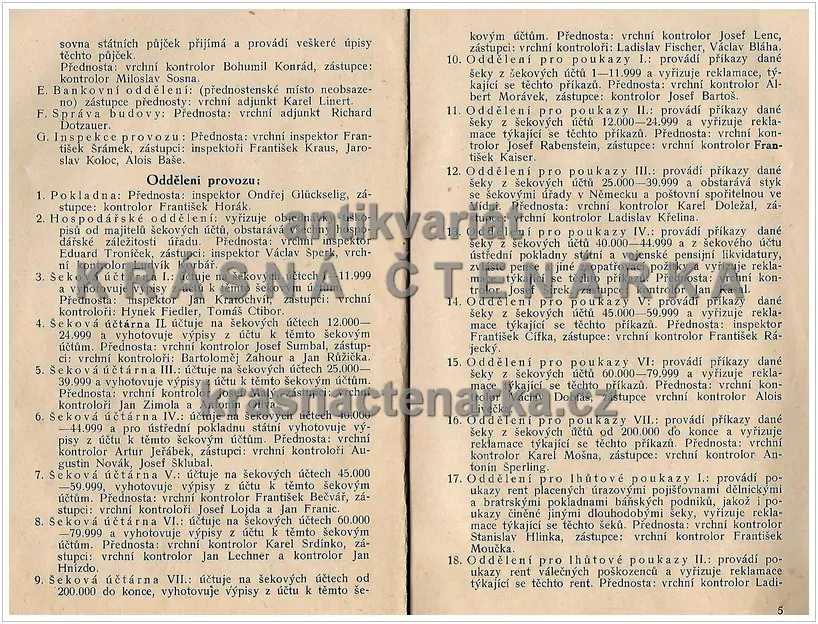 POŘADNÍK ZAMĚSTNANECTVA POŠTOVNÍHO ÚŘADU ŠEKOVÉHO V PRAZE NA ROK 1924