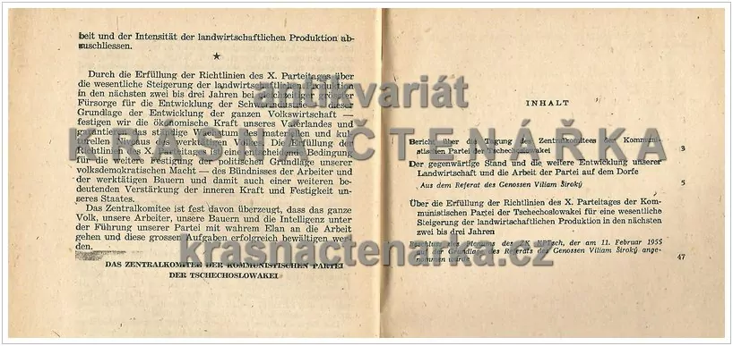 PLENARTAGUNG DES ZENTRALKOMITEES DER KOMMUNISTISCHEN PARTEI DER TSCHECHOSLOWAKEI am 10. und 11. Februar 1955