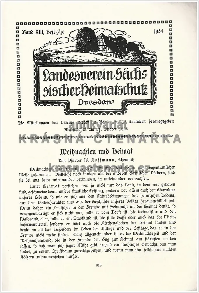 LANDESVEREIN SÄCHSISCHER HEIMATSCHUTZ Dresden, Mitteilungen Heft 5-6, Band XIX, 1924