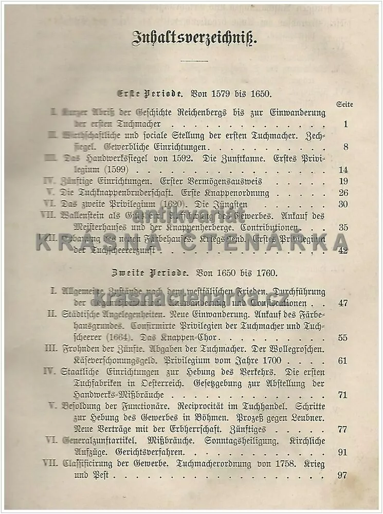 GESCHICHTE DER REICHENBERGER TUCHMACHERZUNFT (Dějiny libereckého plátenického cechu) (Hübner Ludwig), vydáno 1879