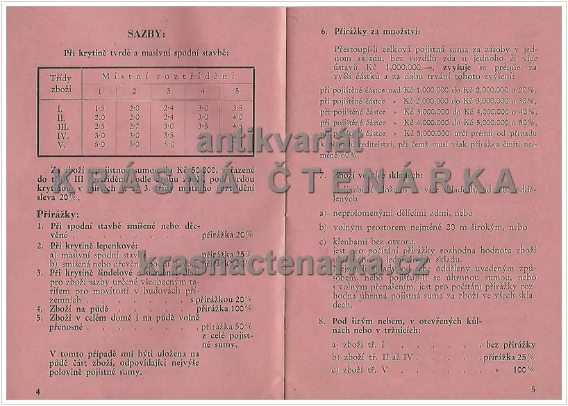 SAZBY PRO ZBOŽÍ, OBCHODNÍ ZAŘÍZENÍ A SKLADIŠTĚ