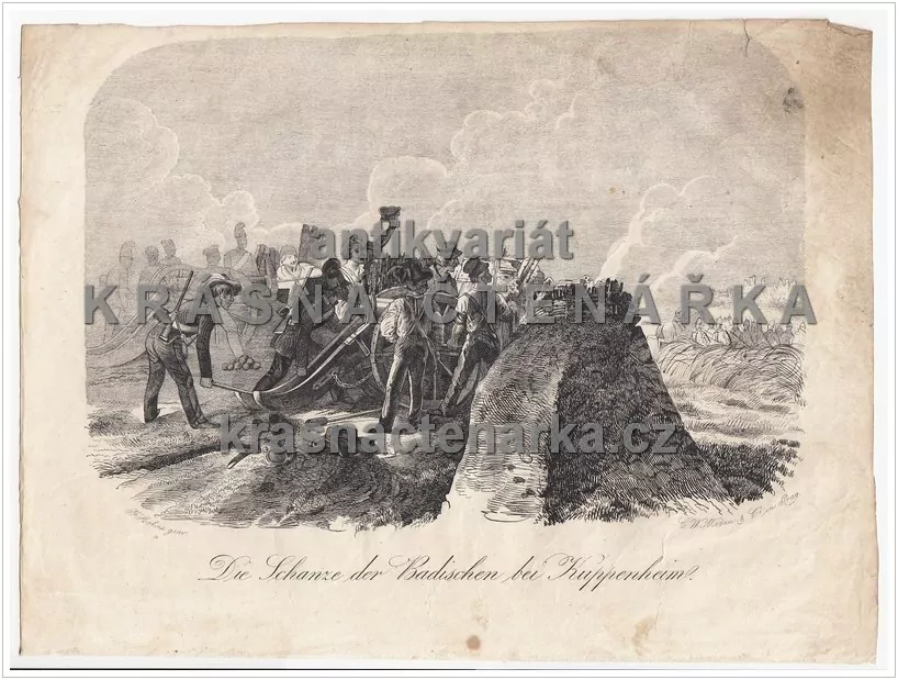 DIE SCHANZE DER BADISCHEN BEI KUPPENHEIM / DĚLO A UNIFORMY(Hohne / Medau, litografie)