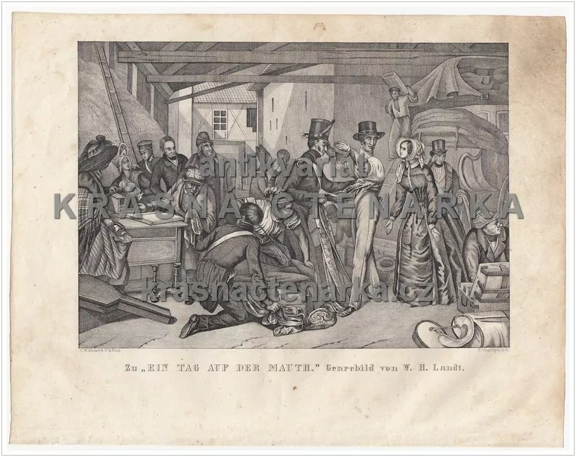 ZU "EIN TAG AUF DER MAUTH" / CELNÍ KONTROLA / UNIFORMY (Landt / Chalupa / Medau, litografie)