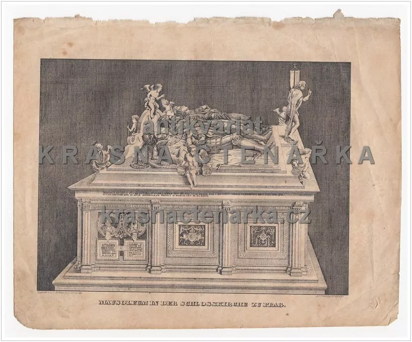 MAUSOLEUM IN DER SCHLOSSKIRCHE ZU PRAG (Tschuppik / Medau, litografie)