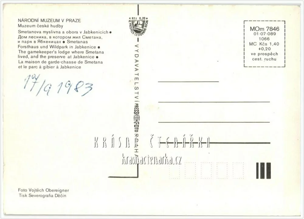 JABKENICE, Smetanova myslivna