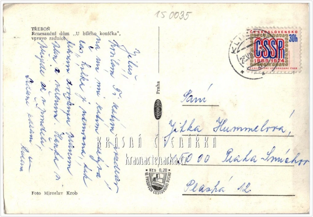 TŘEBOŇ, býv. náměstí Julia Fučíka, nyní Masarykovo a hotel Bílý koníček