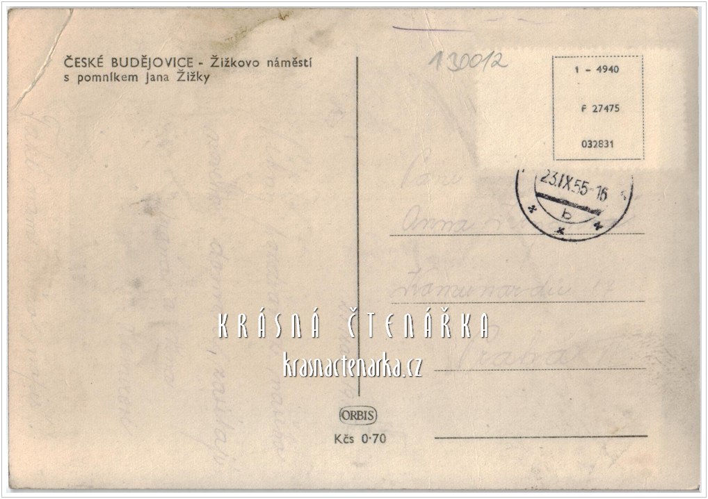 ČESKÉ BUDĚJOVICE, Žižkovo náměstí i s pomníkem, nyní nám. Přemysla Otakara