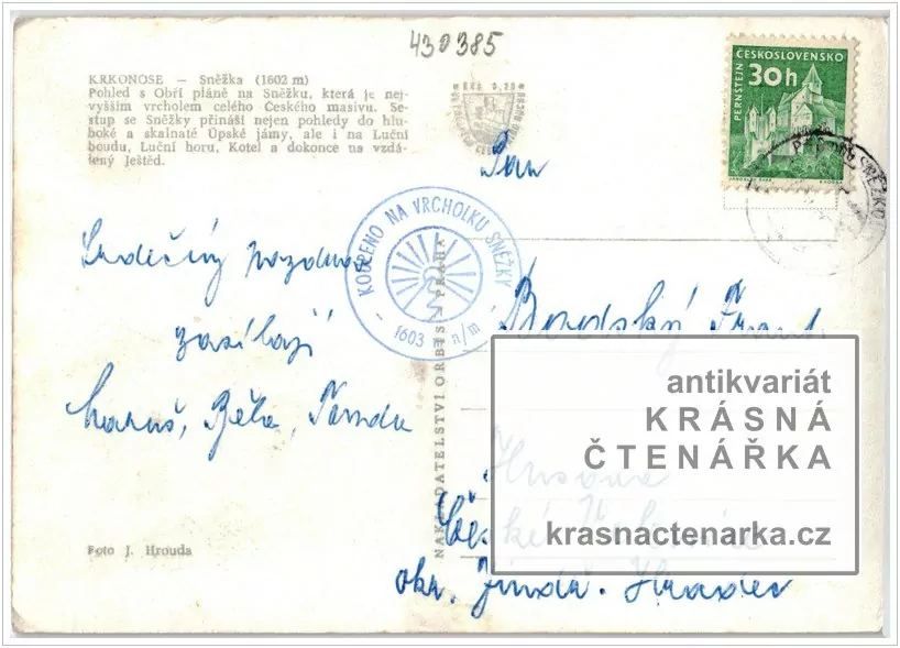 Hora SNĚŽKA (Pohled z Obří pláně, i s turisty)