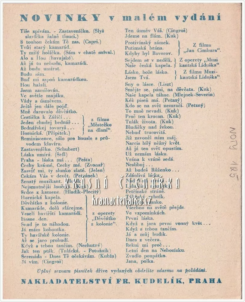 Píseň VE VZPOMÍNKÁCH