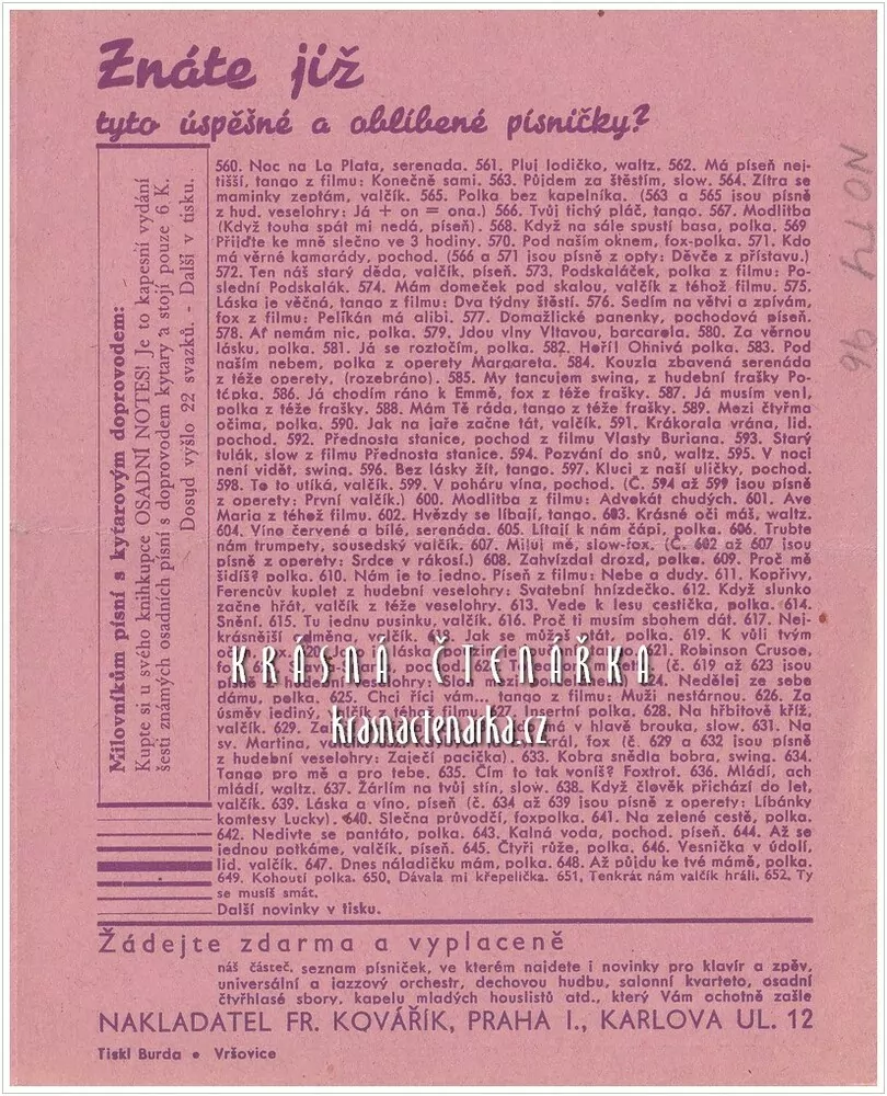 Píseň LÍBÁNKY KOMTESY LUCKY