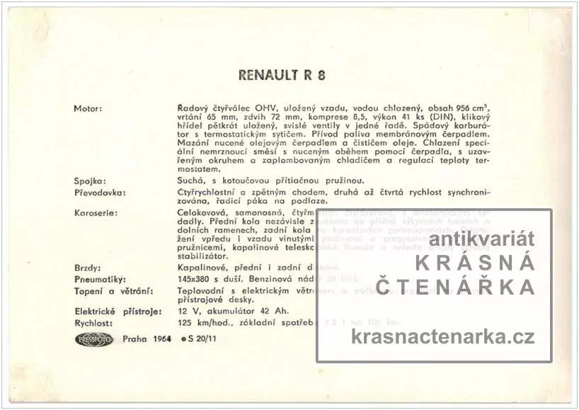 Osobní automobil RENAULT R 8