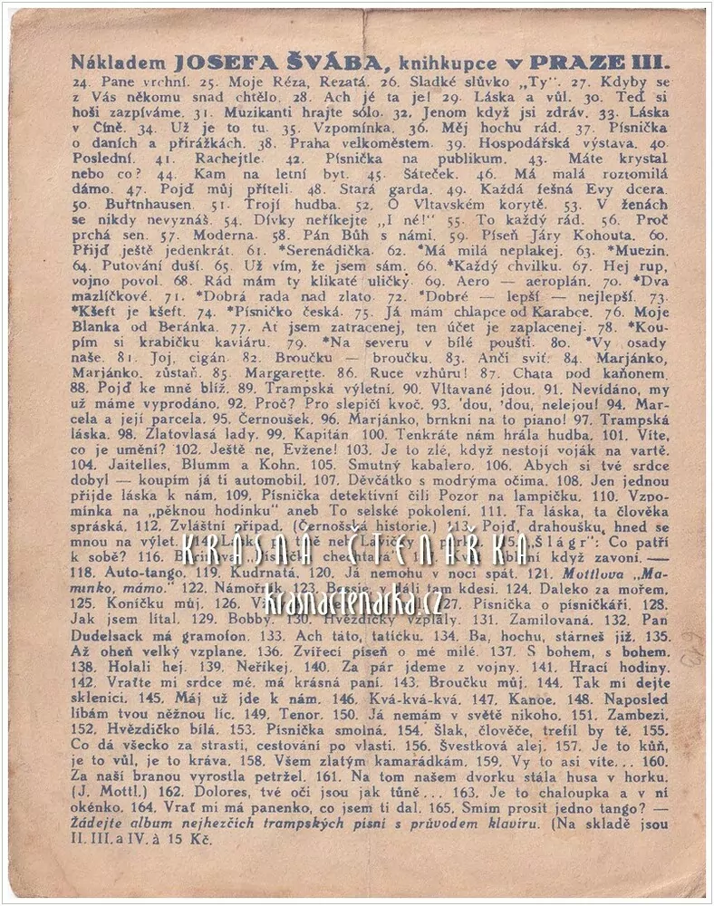 Píseň VŠAK JÁ SE MÁ MILÁ NEUTOPÍM (Nakladatel Jos. Šváb)