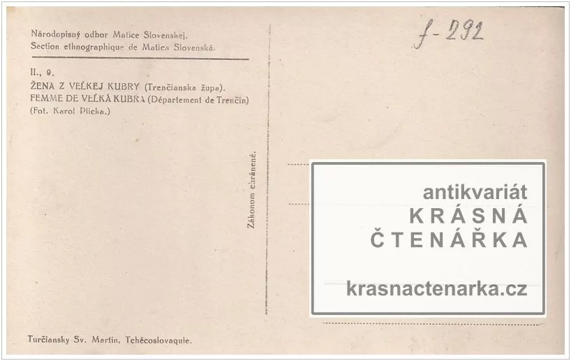 ŽENY V KROJÍCH (Žena z Velkej Kubry, Trenčianská župa)