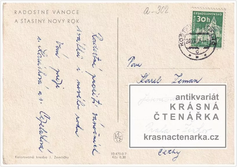 Přání VÁNOČNÍ či NOVOROČNÍ (il. Žemlička Josef)