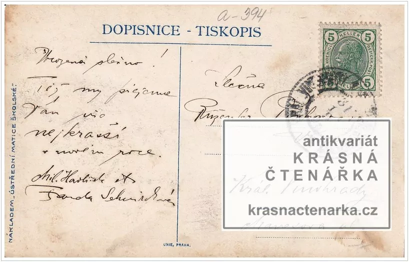 Přání VÁNOČNÍ či NOVOROČNÍ, Ústřední matice školská