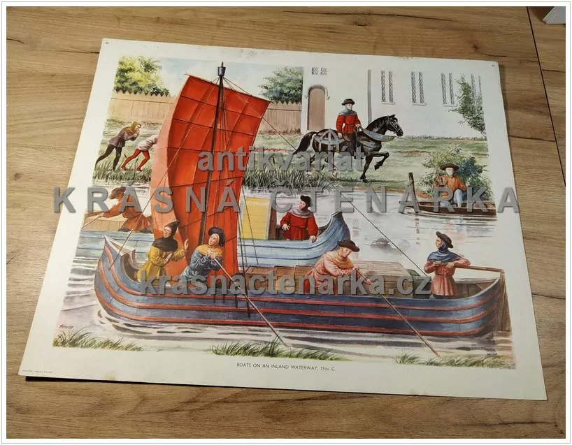 Macmillan's History Pictures: BOATS ON AN INLAND WATERWAY, 15th C.