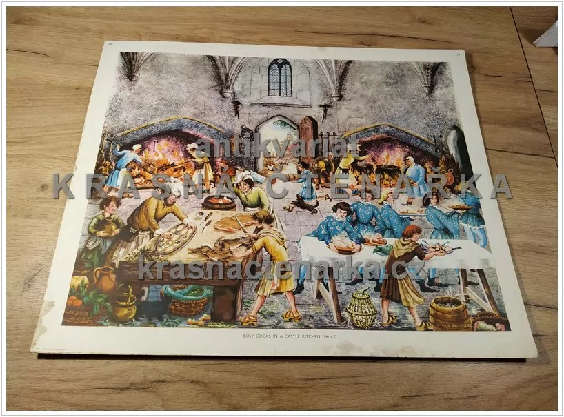 Macmillan's History Pictures: BUSY COOKS IN A CASTLE KITCHEN, 14th C.