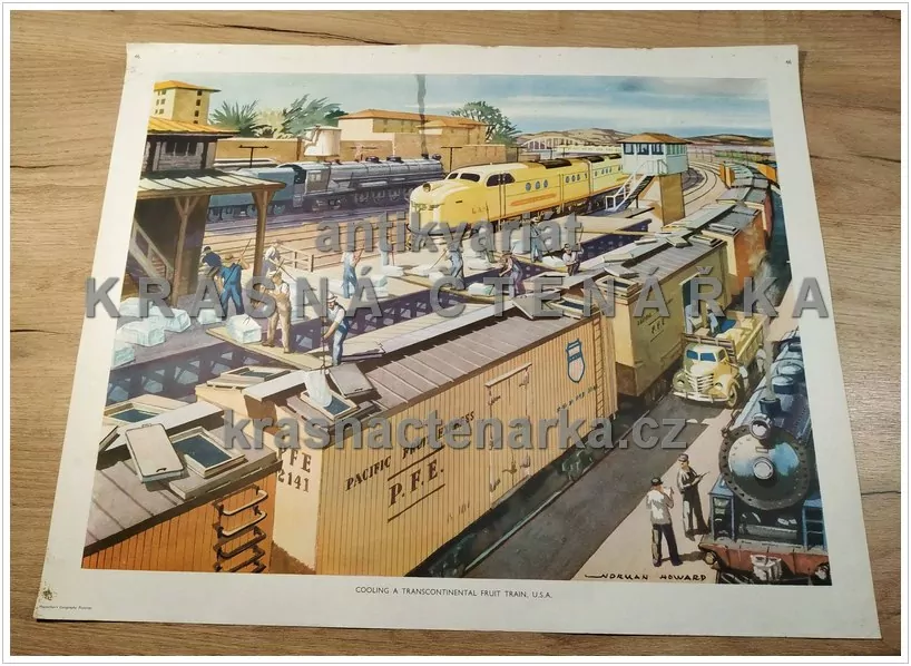 Macmillan's History Pictures: COOLING A TRANSCONTINENTAL FRUIT TRAIN, U.S.A.