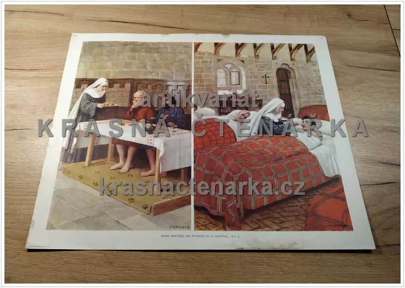 Macmillan's History Pictures: NUNS WAITING ON PATIENTS IN HOSPITAL, 14th C.