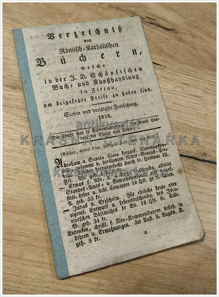 VERZEICHNIß VON RÖMISCH - KATHOLISCHEN BÜCHERN (J. D. Schöpsische, Zittau)