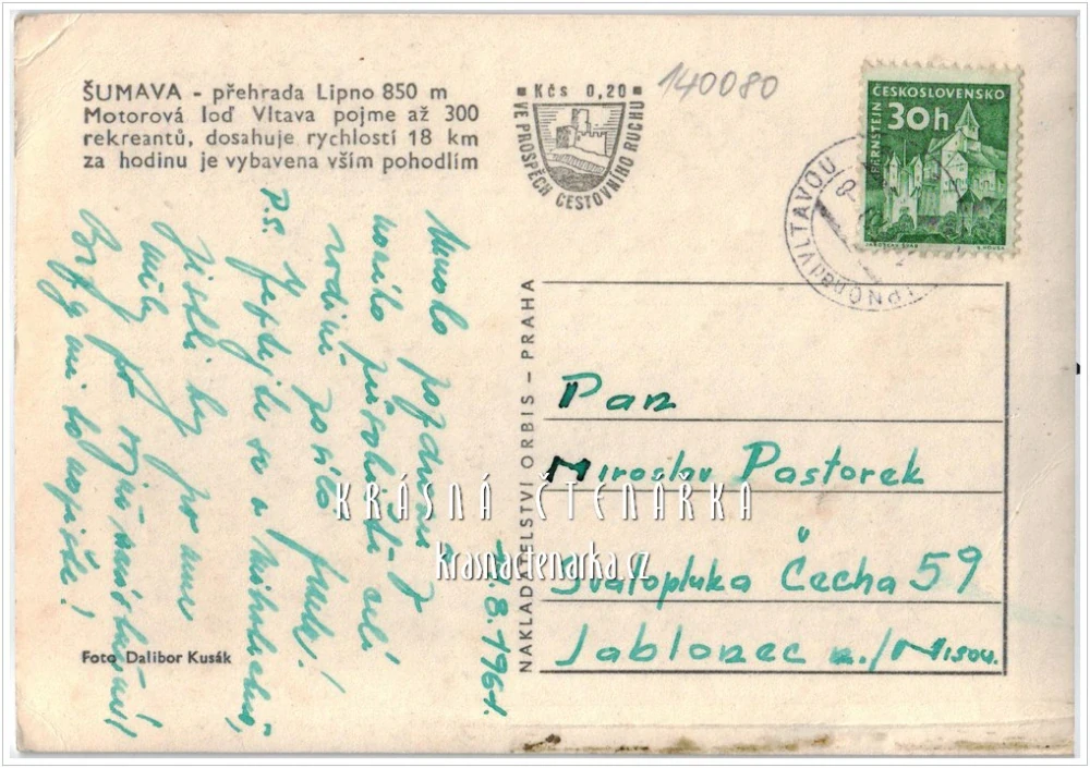 Vodní nádrž LIPNO a motorová loď Vltava