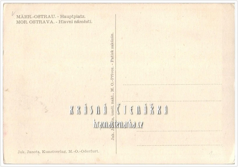 OSTRAVA na ilustrované pohlednici, Hlavní náměstí