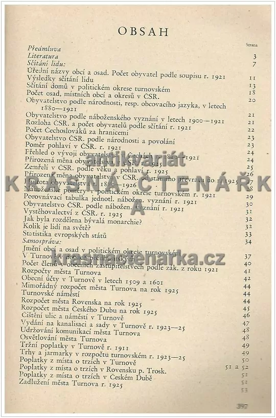 TURNOVSKO, Statistická data ze všech oborů veřejného života nynějšího a dřívějšího 1928 (Venclů František)