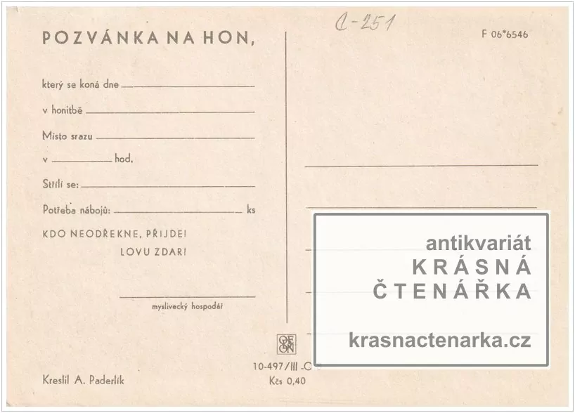 Pozvánka na HON (il. Arnošt Paderlík)