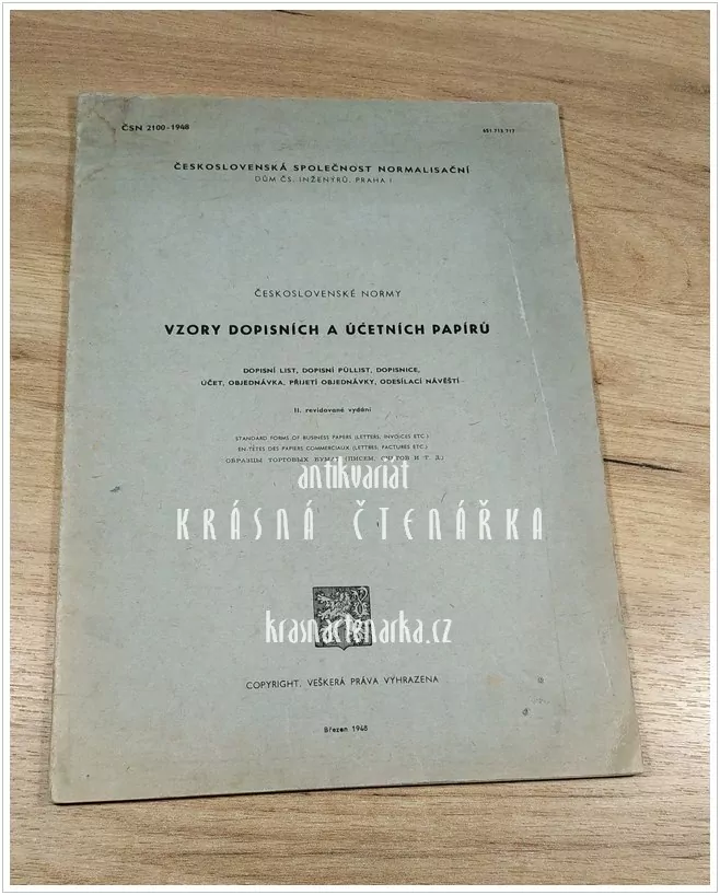 Československé normy: VZORY DOPISNÍCH A ÚČETNÍCH PAPÍRŮ