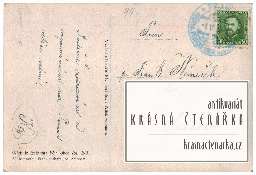 FESTIVAL PĚVECKÉ OBCE ČESKOSLOVENSKÉ 1934 - PRAHA 