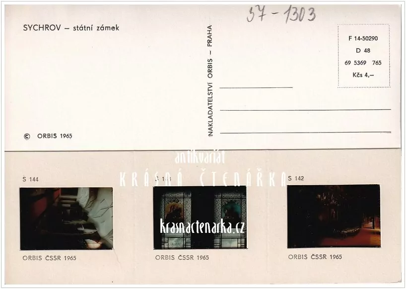 Zámek SYCHROV, pohlednice s diapozitivy