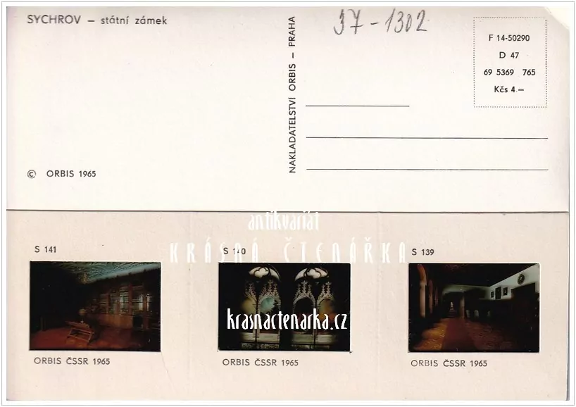 Zámek SYCHROV, pohlednice s diapozitivy