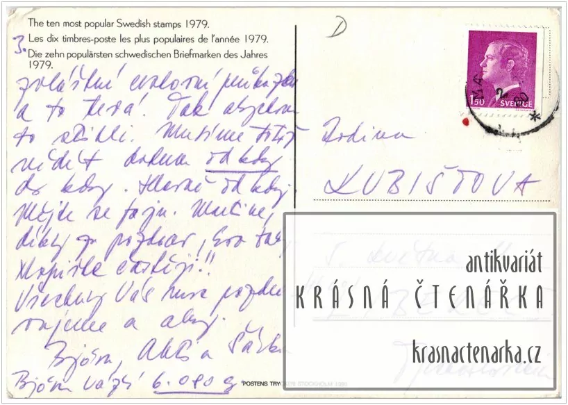POŠTOVNÍ ZNÁMKY na pohlednicích - švédské