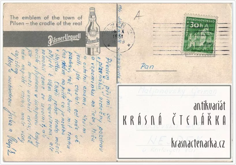 REKLAMNÍ pohlednice: PILSNER URQUELL