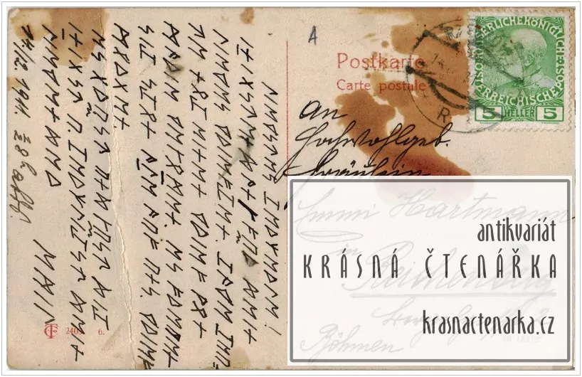 RUČNĚ MALOVANÁ pohlednice: KRAJINA