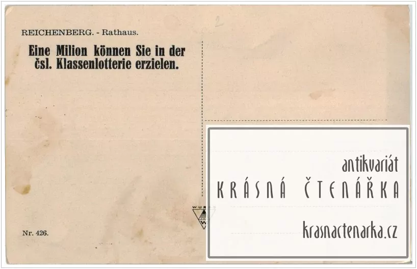LIBEREC, Radnice, náměstí a také Metznerova kašna (Nakladatelství Gottfried Wurbs)