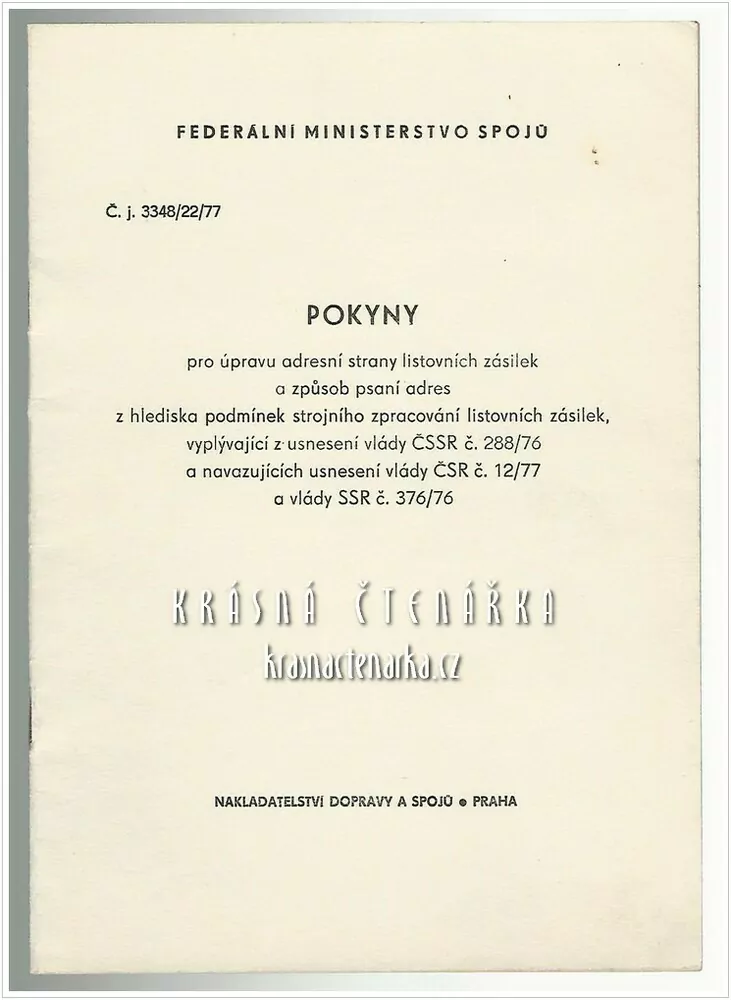 POKYNY pro úpravu adresní strany listovních zásilek a způsob psaní adres