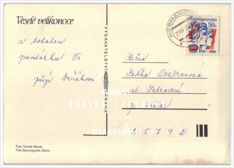 Přání VELIKONOČNÍ (f-543)