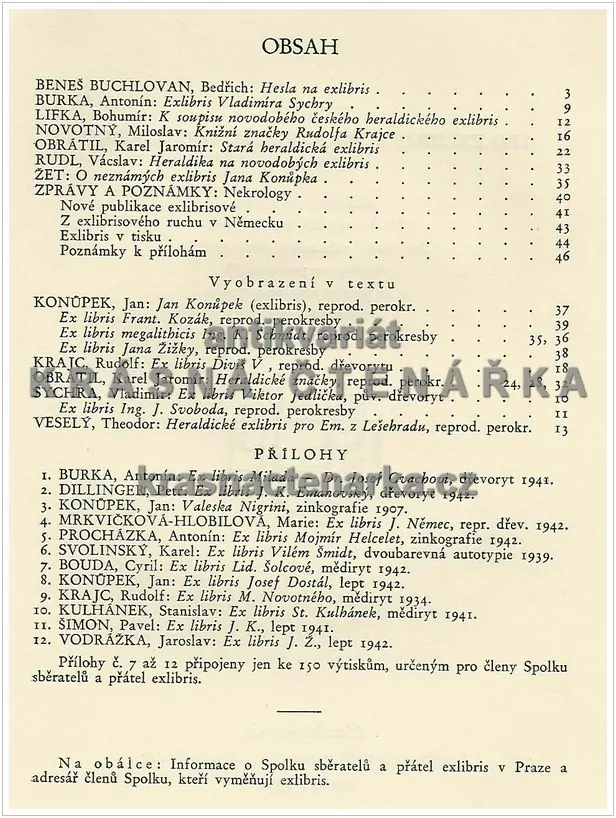 SBORNÍK PRO EXLIBRIS  a jinou užitkovou grafiku, Ročník IV. (16 ks různých exlibris)