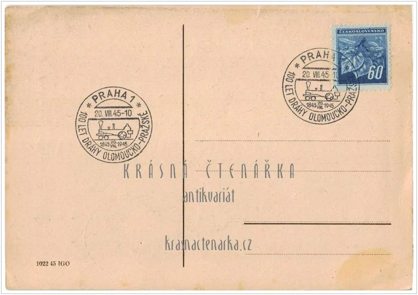 100 LET ŽELEZNÉ DRÁHY OLOMOUC - PRAHA 1845-1945