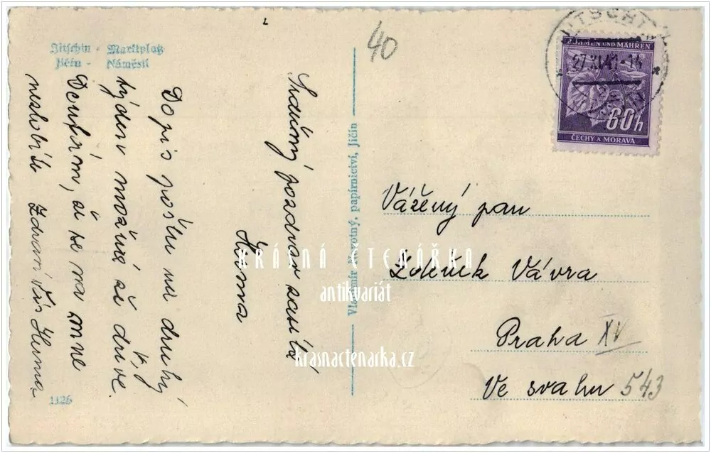 JIČÍN (Náměstí, nyní Valdštejnovo ... i s automobily)