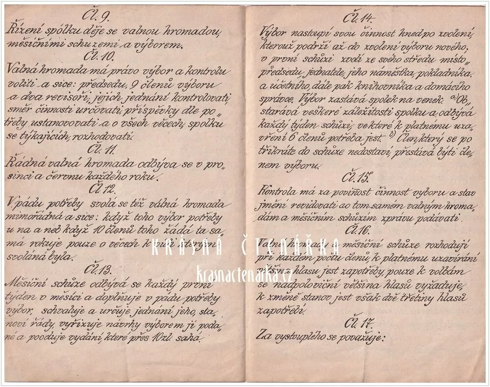 STANOVY SPOLKU "ČTENÁŘSKÁ BESEDA" V LITOMĚŘICÍCH