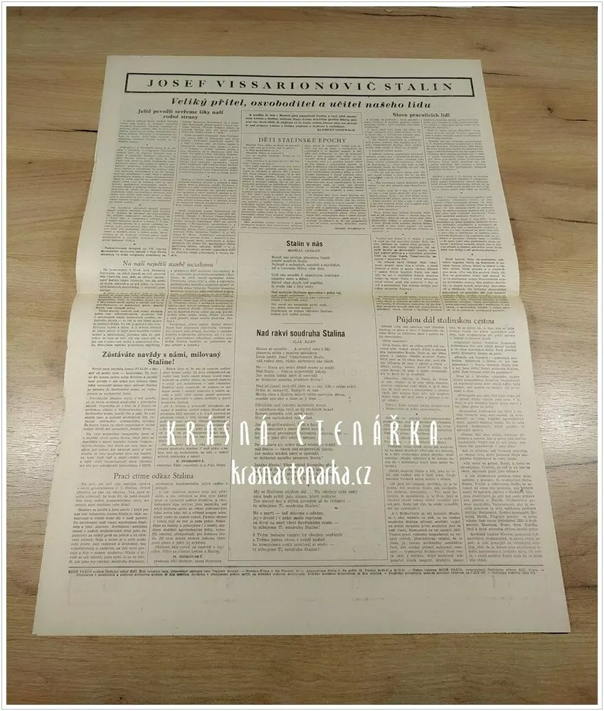RUDÉ PRÁVO, číslo z 9.3. 1953, Náš lid se sklání před památkou velikého Stalina