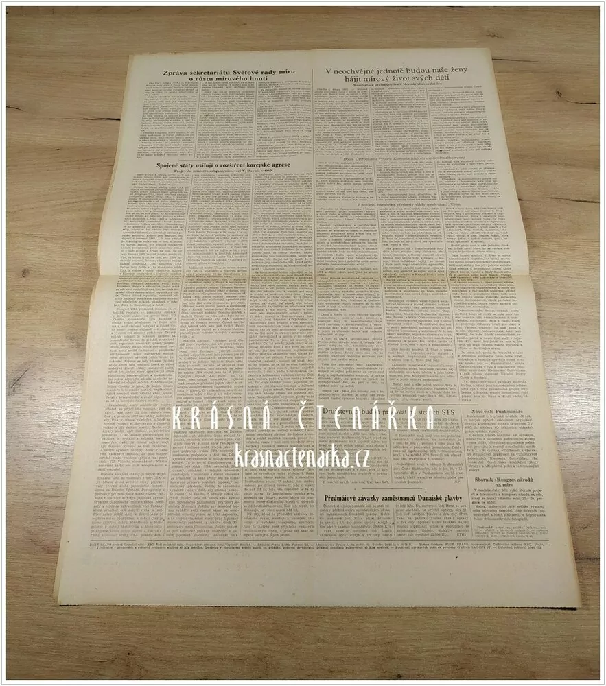 RUDÉ PRÁVO, číslo z 8.3. 1953, Pod prapory Lenina a Stalina půjdeme a dojdeme k socialismu