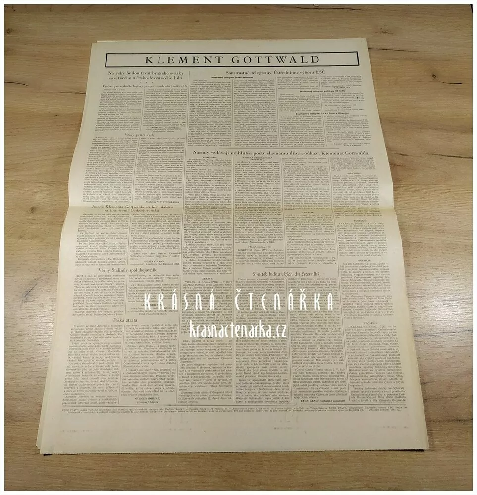 RUDÉ PRÁVO, číslo 79 z 20.3. 1953, Soudruh Gottwald bude žít na věky v našich srdcích 