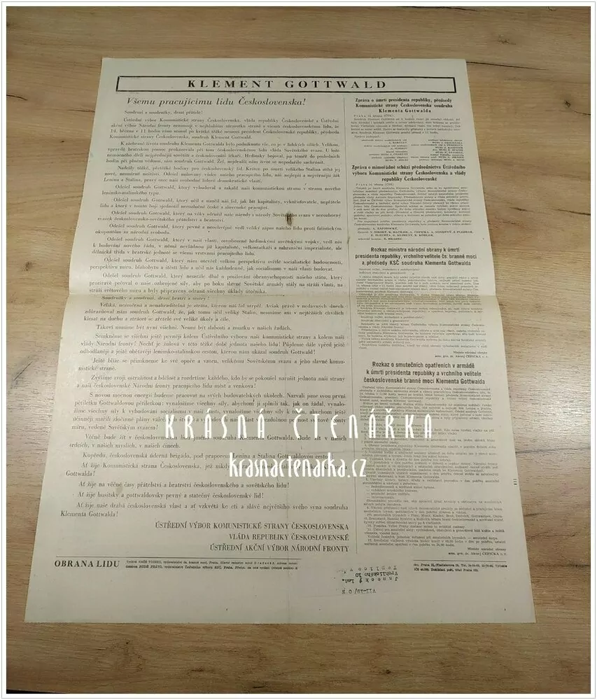 OBRANA LIDU, číslo 63 z 15.3. 1953, Soudruh Klement Gottwald zemřel