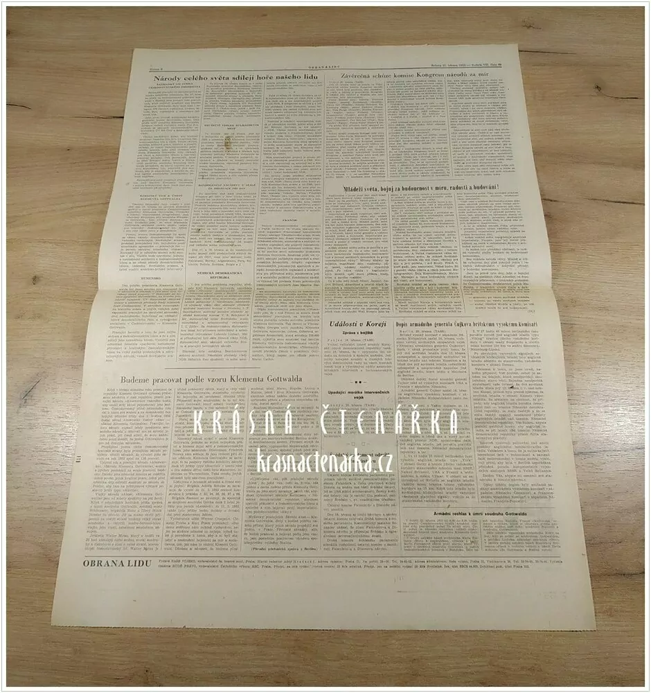 OBRANA LIDU, číslo 56 z 7.3. 1953, Neporazitelná, věčně živá je pravda Stalinova, pravda komunismu - věc Stalinova, kterou žijí naše srdce