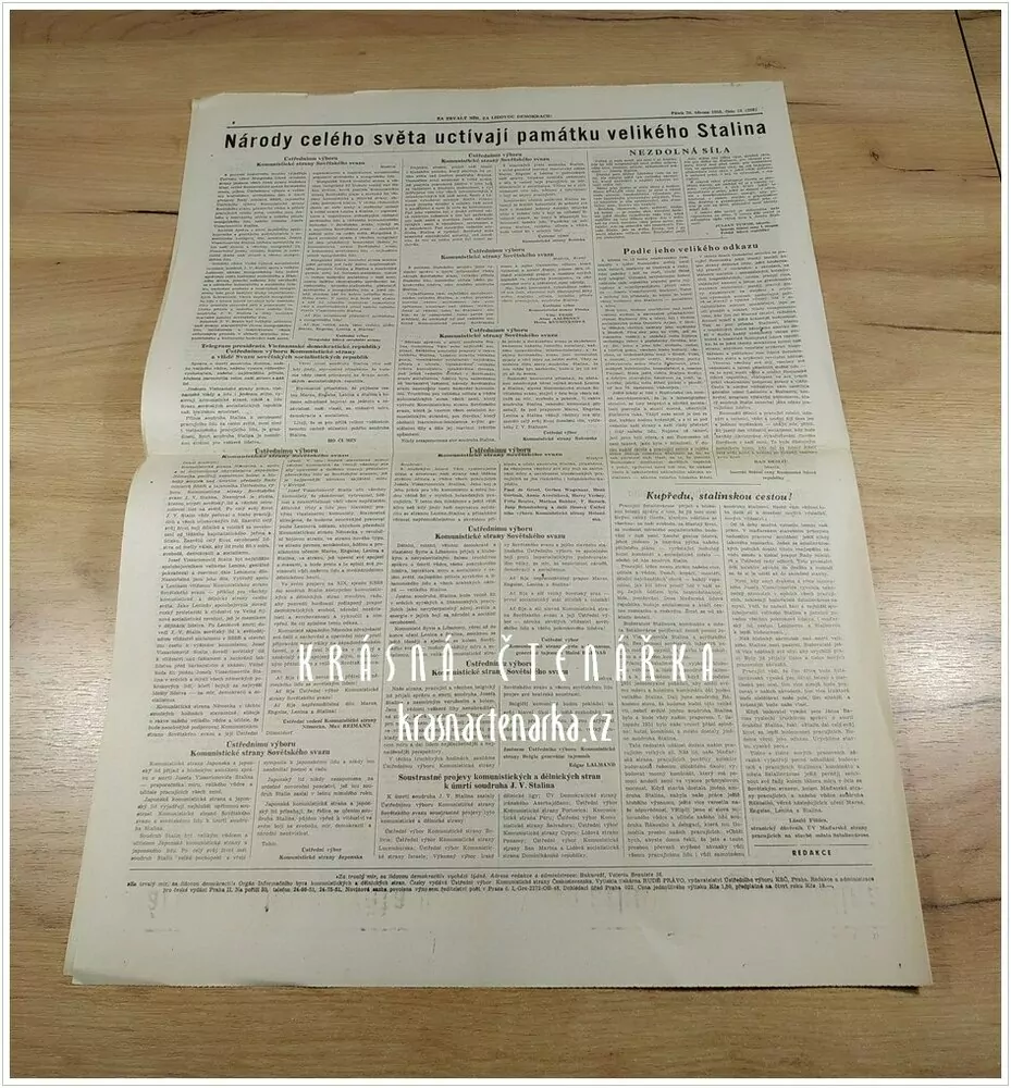 ZA TRVALÝ MÍR, ZA LIDOVOU DEMOKRACII, číslo 12 z 20.3. 1953 věnované Klementu Gottwaldovi